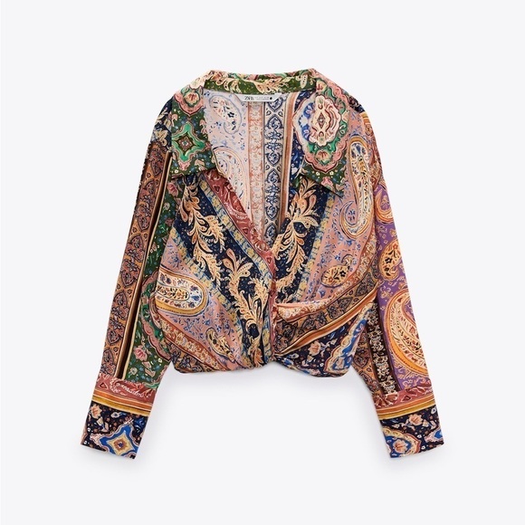 NWT ZARA CROPPED PRINT TOP - Picture 1 of 7